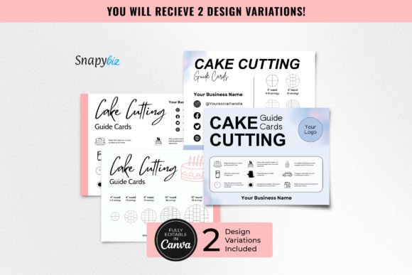 Editable Cake Care Cutting Guide Cards for Bakers