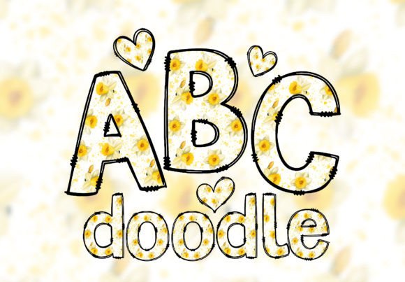 Floral Doodle Alphabet: Daffodils Letters for Creative Design