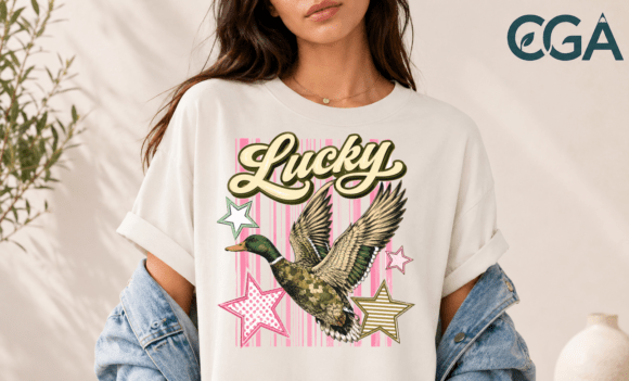 Infuse Your Projects with Retro Charm: Lucky Duck Vintage Retro Camo Pun Png