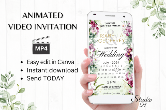 Orchids Wedding Invitation W8454B: A Digital Template for Modern Celebrations