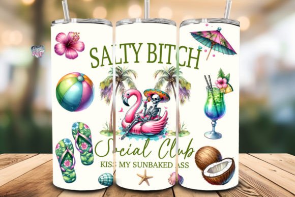 Salty Social Club Tumbler Wrap PNG: Beachy Vibes for Your Projects
