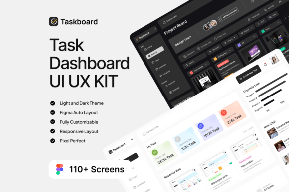 Taskboard - Task Dashboard UI UX KIT: Your Design Shortcut