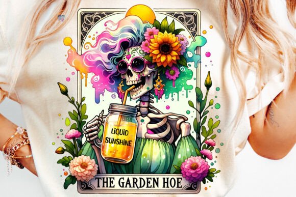 The Garden Hoe Tarot Card PNG Skeleton: A Sassy Design Asset
